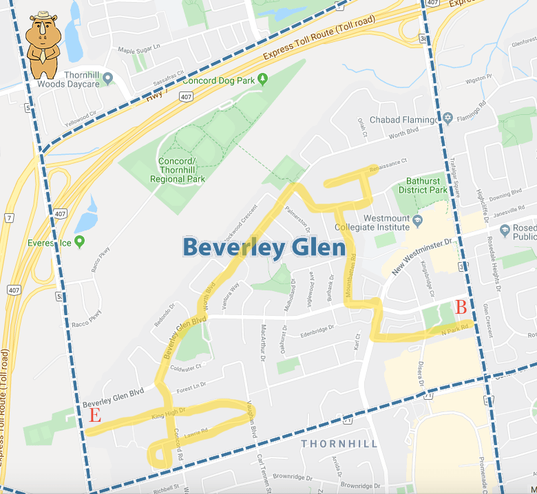 Beverley Glen-map